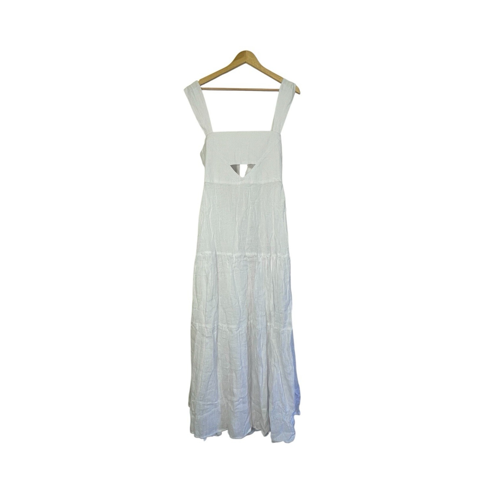 Rumer X Revolve Cutout Tie Back Maxi Dress Women's Size Medium Linen Coastal